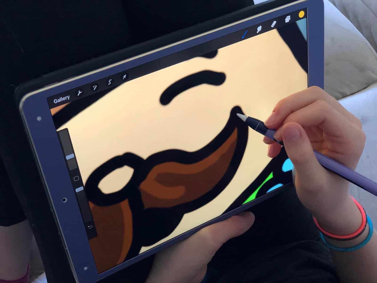 Working in Procreate with my iPad and Apple Pencil